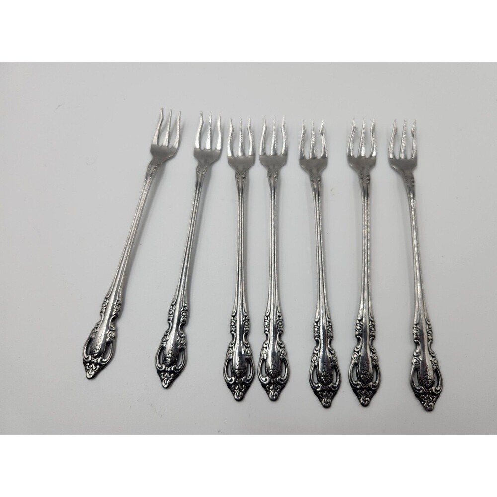 Set Of 7 Oneida Community BRAHMS Stainless Seafood Oyster Cocktail Forks 6"